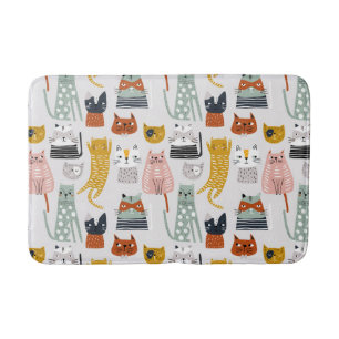 Tapis De Bain Motif de chat à main mignon Doodle