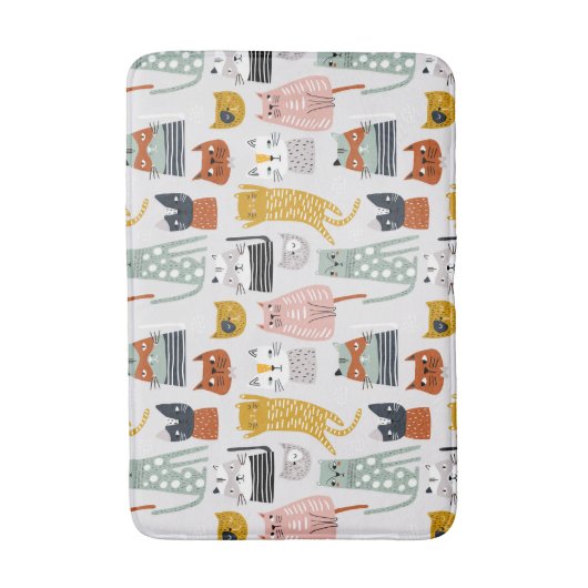 Tapis De Bain Motif de chat à main mignon Doodle (Devant (Vertical))