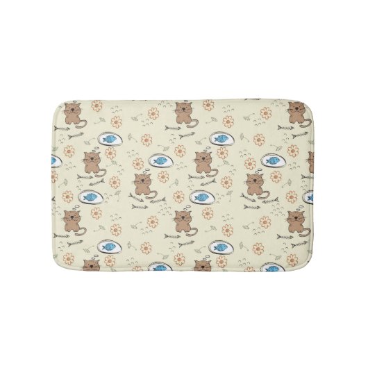 Tapis De Bain motif de chat et de poissons (Devant)