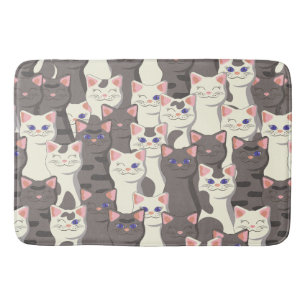 Tapis De Bain Motif de chats blancs et gris