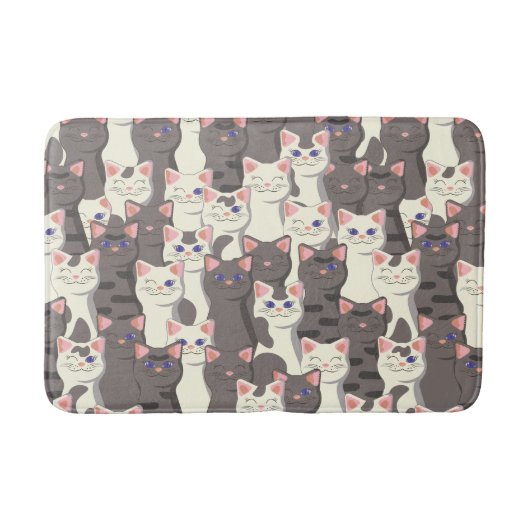 Tapis De Bain Motif de chats blancs et gris (Devant)