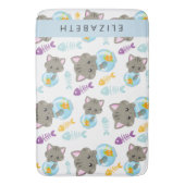 Tapis De Bain Motif De Chats, Chats Mignons, Chatons, Votre Nom (devant Vertical)
