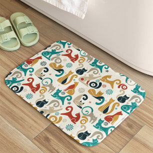 Tapis De Bain Motif de chats géométriques Abstrait