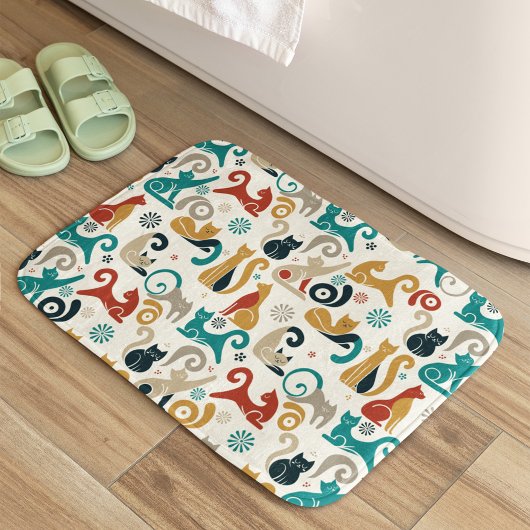 Tapis De Bain Motif de chats géométriques Abstrait