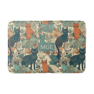Tapis De Bain Motif de chats monographiques personnalisés