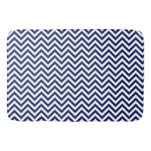 Tapis De Bain Motif de Chevron de rayures de zigzag de bleu