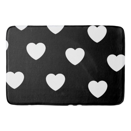 Tapis De Bain Motif de coeur noir et blanc (Devant)