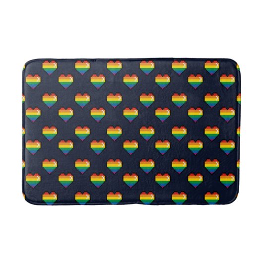 Tapis De Bain Motif de coeur Rainbow 8 Bit (Devant)