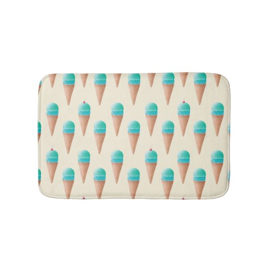 Tapis De Bain Motif de cône de glace bleu, jaune clair (Devant)