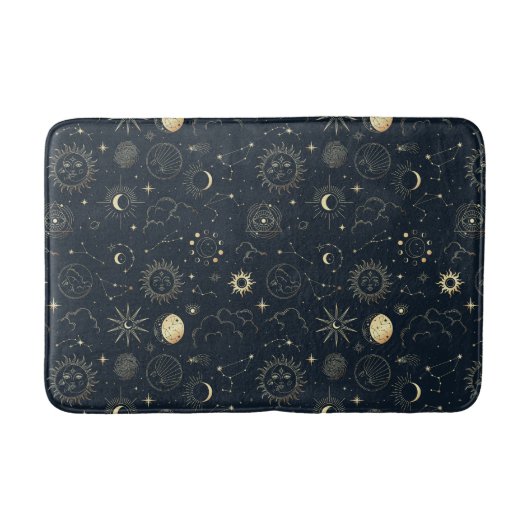 Tapis De Bain Motif de constellation d'étoile d'or bleu minuit (Devant)