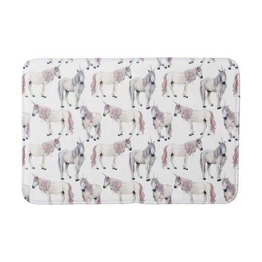 Tapis De Bain Motif de conte de fées de licorne d'aquarelle (Devant)