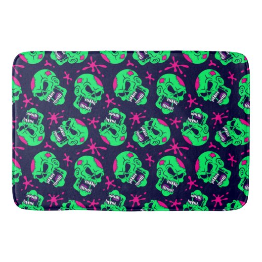 Tapis De Bain Motif de crânes Neon Zombie (Devant)