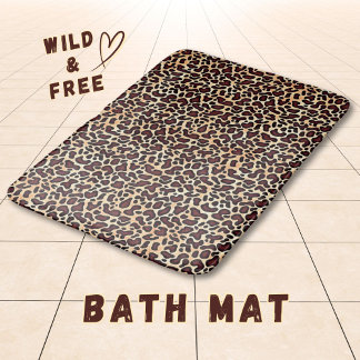Tapis De Bain Motif de crème Brown de peau de léopard -