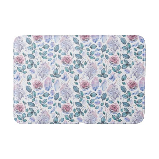 Tapis De Bain Motif de cristaux et de roses de licorne (Devant)