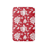 Tapis De Bain Motif de Damas Florales rouges et blanches (Devant (Vertical))