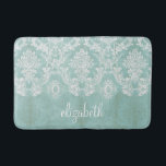 Tapis De Bain Motif de Damas Vintage bleu glace avec finition gr<br><div class="desc">Un motif vintage avec tableau de bord et dentelle. Regardez de près les fleurs et les feuilles.Un design tendance avec les couleurs de bijoux et l'élégance. Les éléments sont plus faciles à customiser lorsque vous remplacez tout le texte et les photos en premier. Si votre art doit encore être ajusté,...</div>