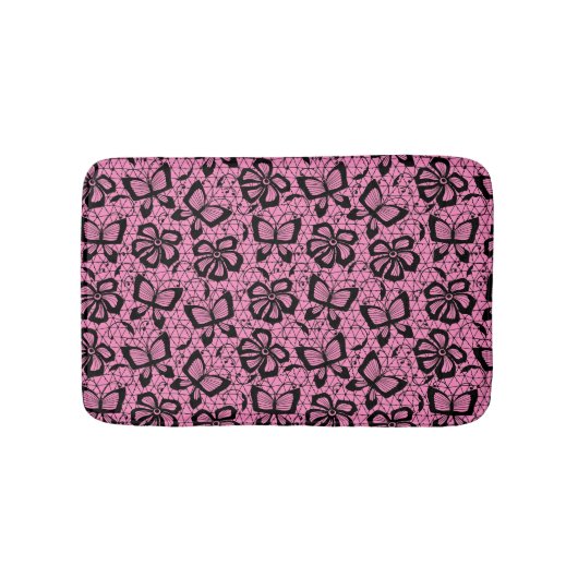 Tapis De Bain motif de dentelle avec des papillons (Devant)