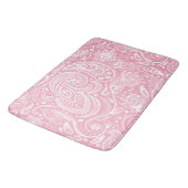 Tapis De Bain Motif de dentelle blanc et rose (Angle)
