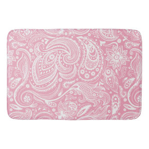 Tapis De Bain Motif de dentelle blanc et rose