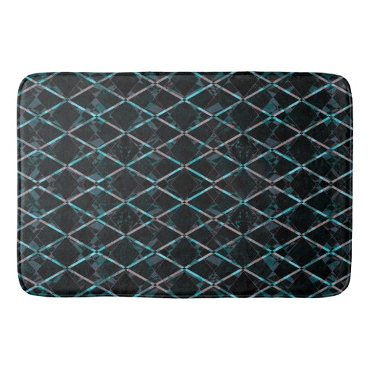 Tapis De Bain Motif de diamant à texture bleue (Devant)