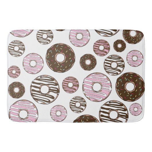 Tapis De Bain Motif De Donuts, Donuts Roses, Donuts Brown (Devant)