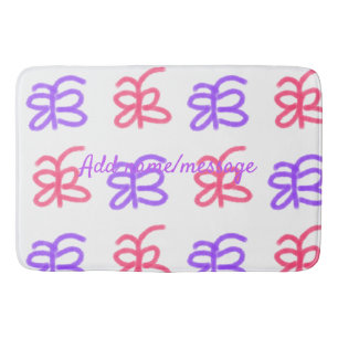 Tapis De Bain Motif de doodle de papillon rose violet ajouter le