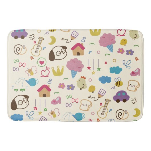 Tapis De Bain Motif de doodle mignon pour enfants (Devant)
