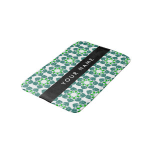 Tapis De Bain Motif de feuille, feuilles vertes, Votre nom