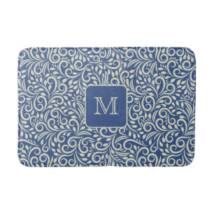 Tapis De Bain Motif de feuille florale Monogramme personnalisé
