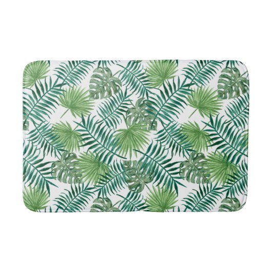 Tapis De Bain Motif de feuilles de palme tropicale écotique (Devant)