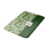 Tapis De Bain Motif de feuilles vertes de monogramme élégant (Angle)
