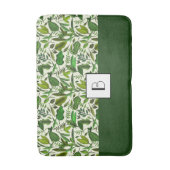 Tapis De Bain Motif de feuilles vertes de monogramme élégant (Devant (Vertical))