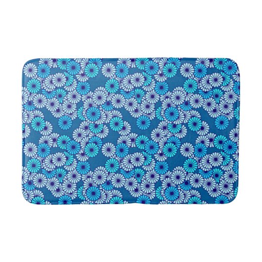 Tapis De Bain Motif de fleurs Art déco - tons bleus (Devant)