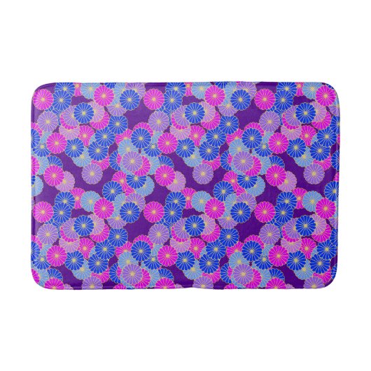 Tapis De Bain Motif de fleurs Art Déco - violet, bleu et violet (Devant)