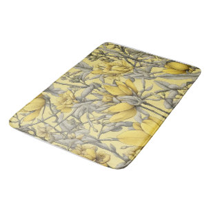 Tapis De Bain Motif de fleurs botaniques jaunes