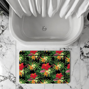 Tapis De Bain Motif de fleurs colorées vibrantes tropicales