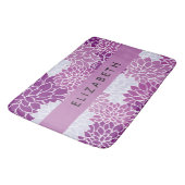 Tapis De Bain Motif De Fleurs, Dahlia Violet, Votre Nom (Angle)