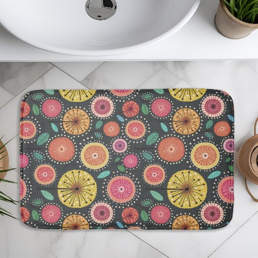 Tapis De Bain Motif de fleurs folkloriques Boho Scandi