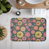 Tapis De Bain Motif de fleurs folkloriques Boho Scandi