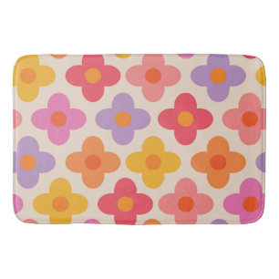 Tapis De Bain Motif de fleurs hippies colorées rétro