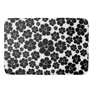 Tapis De Bain Motif de fleurs - Oreiller à lancer noir et blanc
