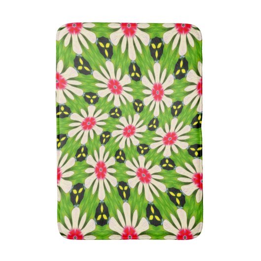 Tapis De Bain Motif de fleurs rose et blanche (Devant (Vertical))