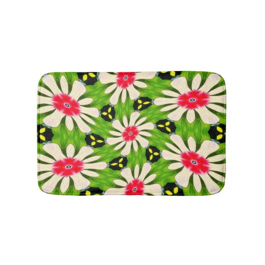 Tapis De Bain Motif de fleurs rose et blanche (Devant)