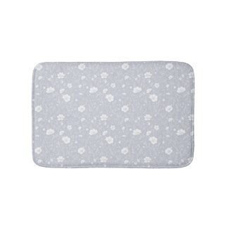 Tapis De Bain Motif de fleurs sauvages grises et blanches atténu