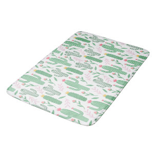 Tapis De Bain Motif de fleurs succulentes de cactus vert brillan