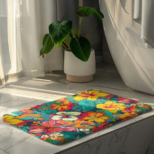 Tapis De Bain Motif de fleurs tropicales colorées