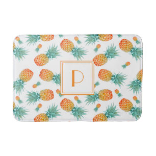 Tapis De Bain Motif de fruits d'ananas Monogramme moderne