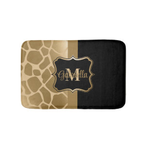 Tapis De Bain Motif de girafe noire et dorée