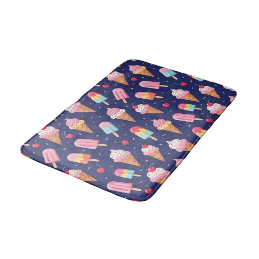 Tapis De Bain Motif de glace, popsicles et cerises (Angle)