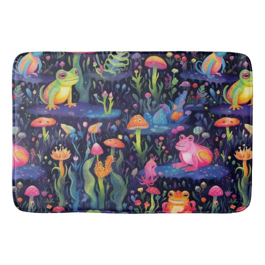 Tapis De Bain Motif de grenouilles néons vibrantes (Devant)